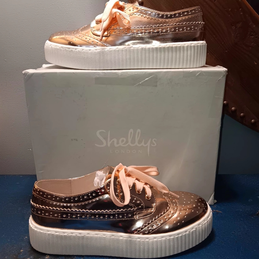 Shellys London Metallic Platform Oxford Sneakers